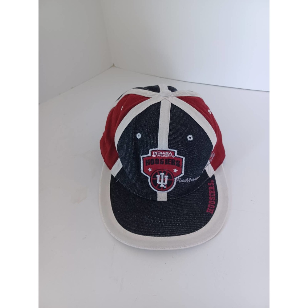 IU Indiana Hoosiers Hat Red, White and Black Denim Steve & Barry's Size 7 5/8